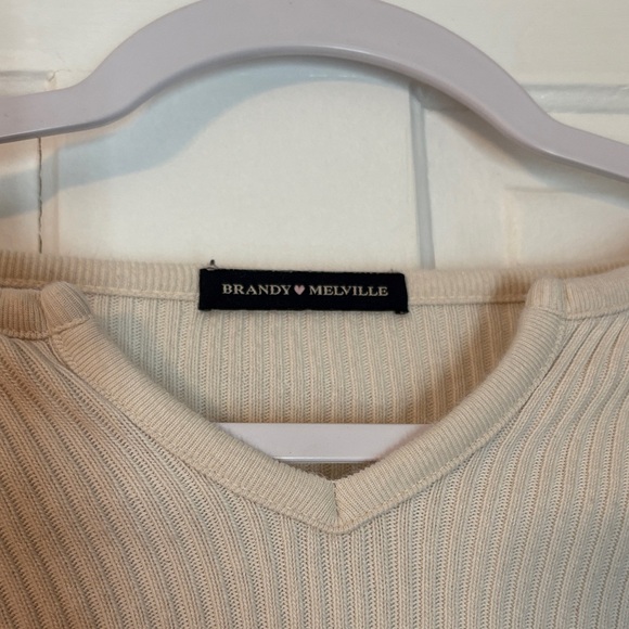 Cream Ribbed Cropped Sweater - Picture 2 of 3